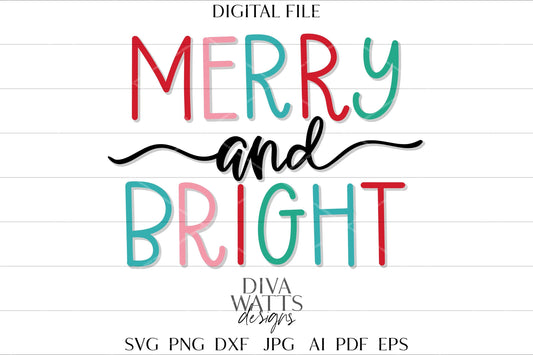 Merry & Bright SVG Merry svg Hand Lettered svg Cricut Cut File Christmas Quote Christmas Shirt svg Bright svg Christmas svg for Cricut svg