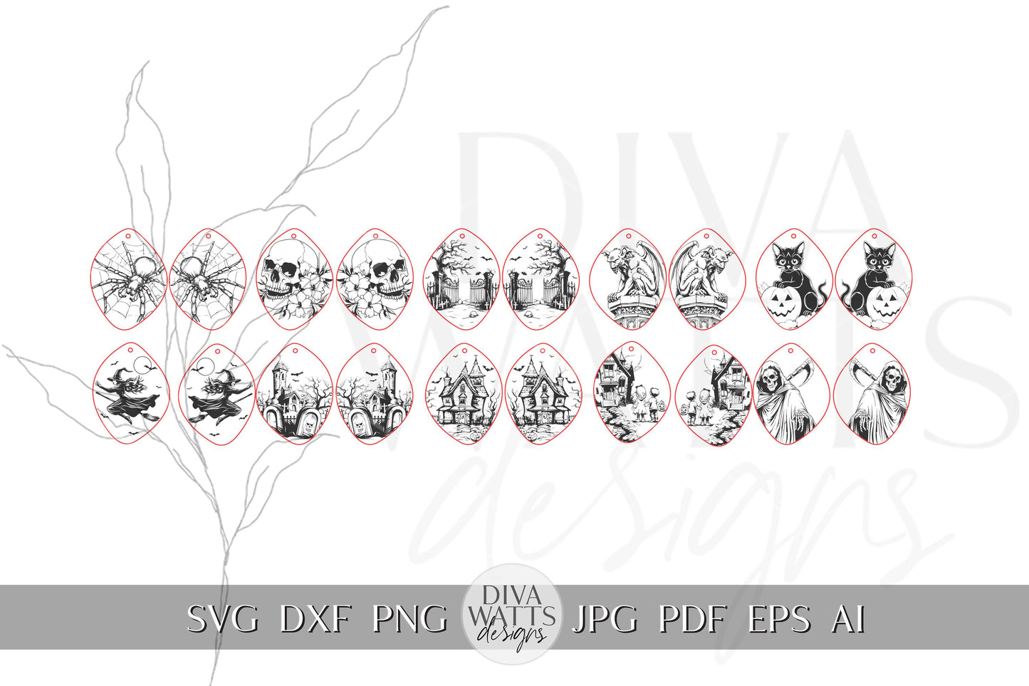 Halloween Earring Bundle, Cute Halloween Earrings SVG Bundle, Spooky Halloween Earrings for Glowforge svg, Xtool Earring svg 10 Designs