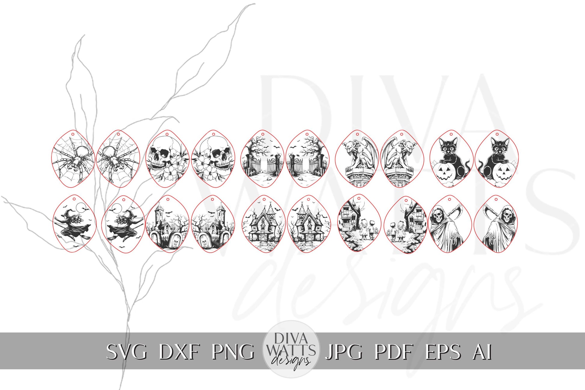 Halloween Earring Bundle, Cute Halloween Earrings SVG Bundle, Spooky Halloween Earrings for Glowforge svg, Xtool Earring svg 10 Designs