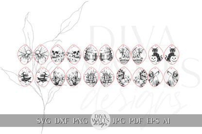 Halloween Earring Bundle, Cute Halloween Earrings SVG Bundle, Spooky Halloween Earrings for Glowforge svg, Xtool Earring svg 10 Designs