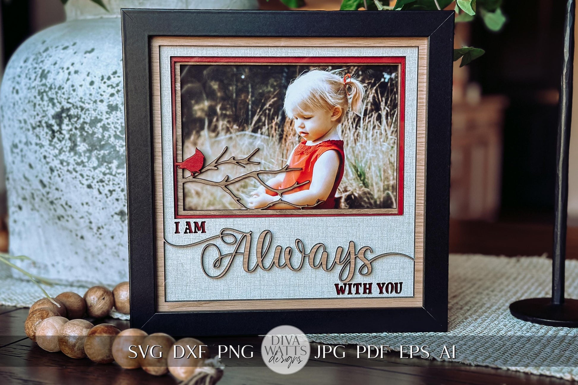 I Am Always With You Memorial Layered SVG, Shadow Box SVG with Glass, Memorial Keepsake, Sympathy Gift, DIY Layered Shadow Box Template