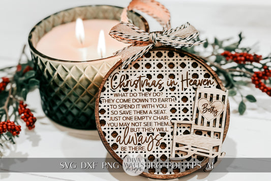Christmas in Heaven Ornament SVG Laser File Christmas In Heaven Wood Ornament Personalized Ornament Memorial Ornament for Glowforge svg