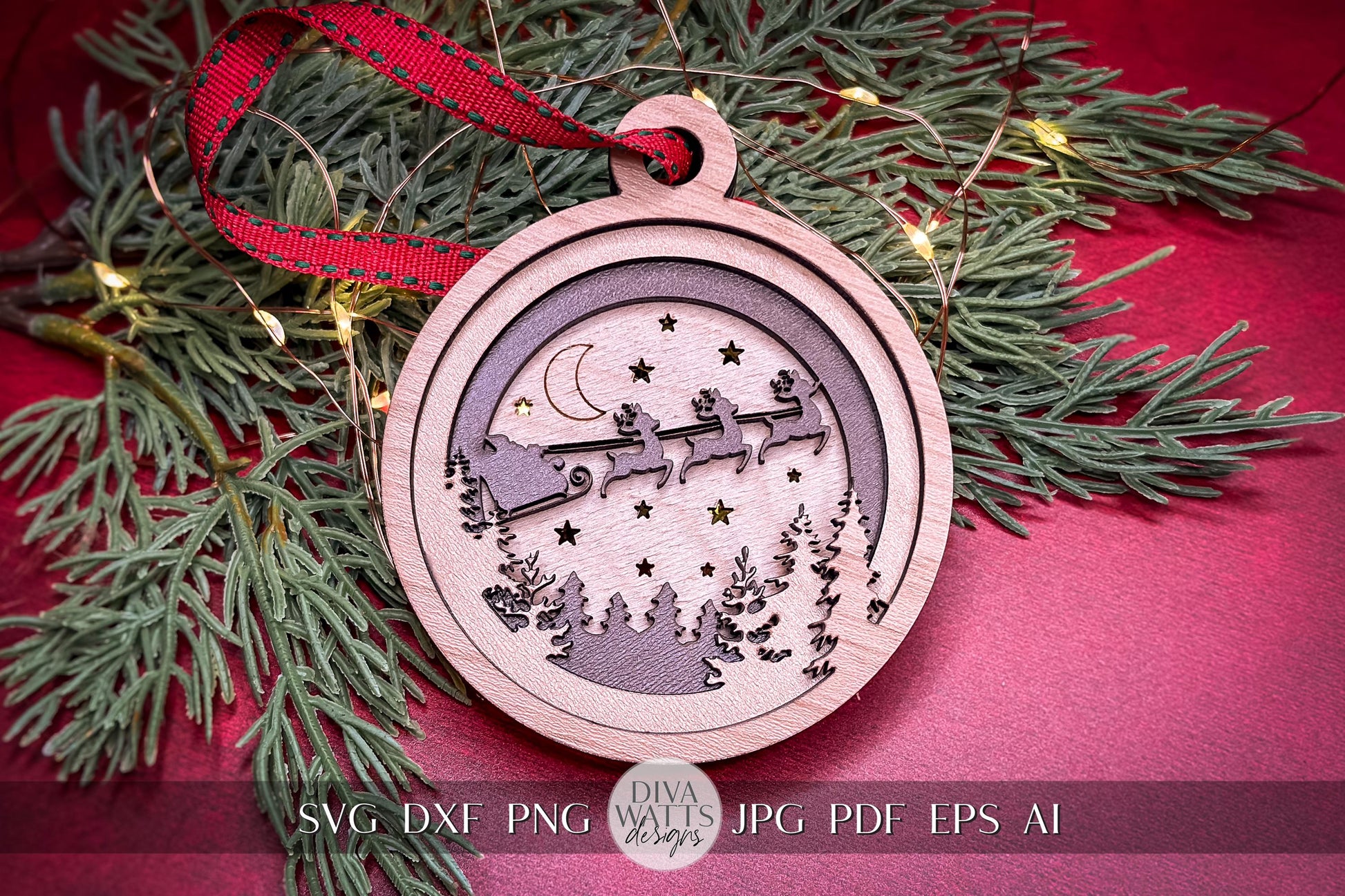 Christmas in Heaven Ornament SVG Laser File Christmas In Heaven Wood Ornament Personalized Ornament Memorial Ornament for Glowforge svg