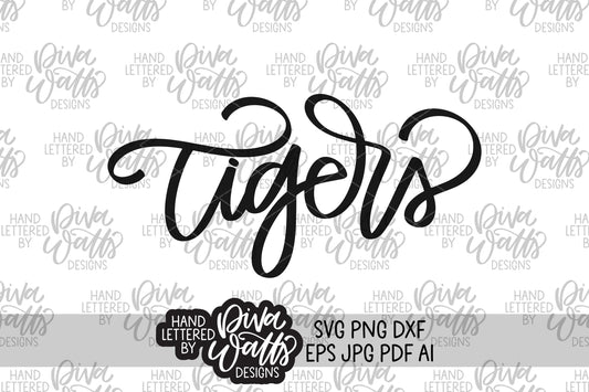 Tigers Mascot Hand Lettered Design Tigers SVG Tigers School Mascot SVG Football SVG Mascot svg Digital Download Tigers Mascot svg Design
