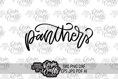 Panthers Mascot Hand Lettered Design Panthers SVG Tigers School Mascot SVG Football SVG Mascot svg Digital Download Panthers Mascot svg