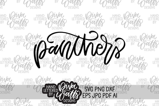 Panthers Mascot Hand Lettered Design Panthers SVG Tigers School Mascot SVG Football SVG Mascot svg Digital Download Panthers Mascot svg