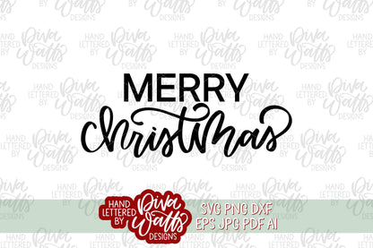Merry Christmas SVG | Hand Lettered SVG | Winter Holiday SVG | Christmas Design