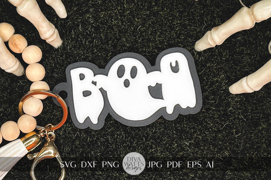 Boo Keychain SVG for Laser | Layered Ghost Keychain SVG | Halloween Laser File Cute Ghost Keychain | Laser File for Halloween
