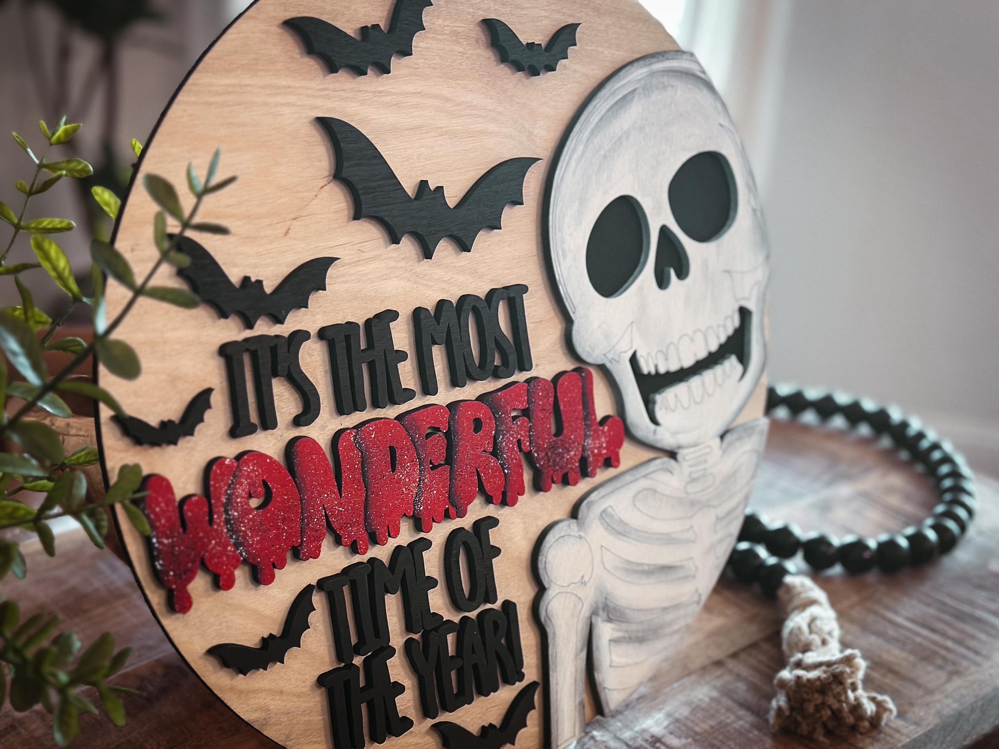 It's the Most Wonderful Time of the Year SVG | Smiling Skeleton, Bats & Dripping Text | Halloween Spin on Classic Holiday | Laser Cut File