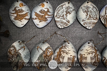 Halloween Earring Bundle, Cute Halloween Earrings SVG Bundle, Spooky Halloween Earrings for Glowforge svg, Xtool Earring svg 10 Designs