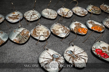 Halloween Earring Bundle, Cute Halloween Earrings SVG Bundle, Spooky Halloween Earrings for Glowforge svg, Xtool Earring svg 10 Designs