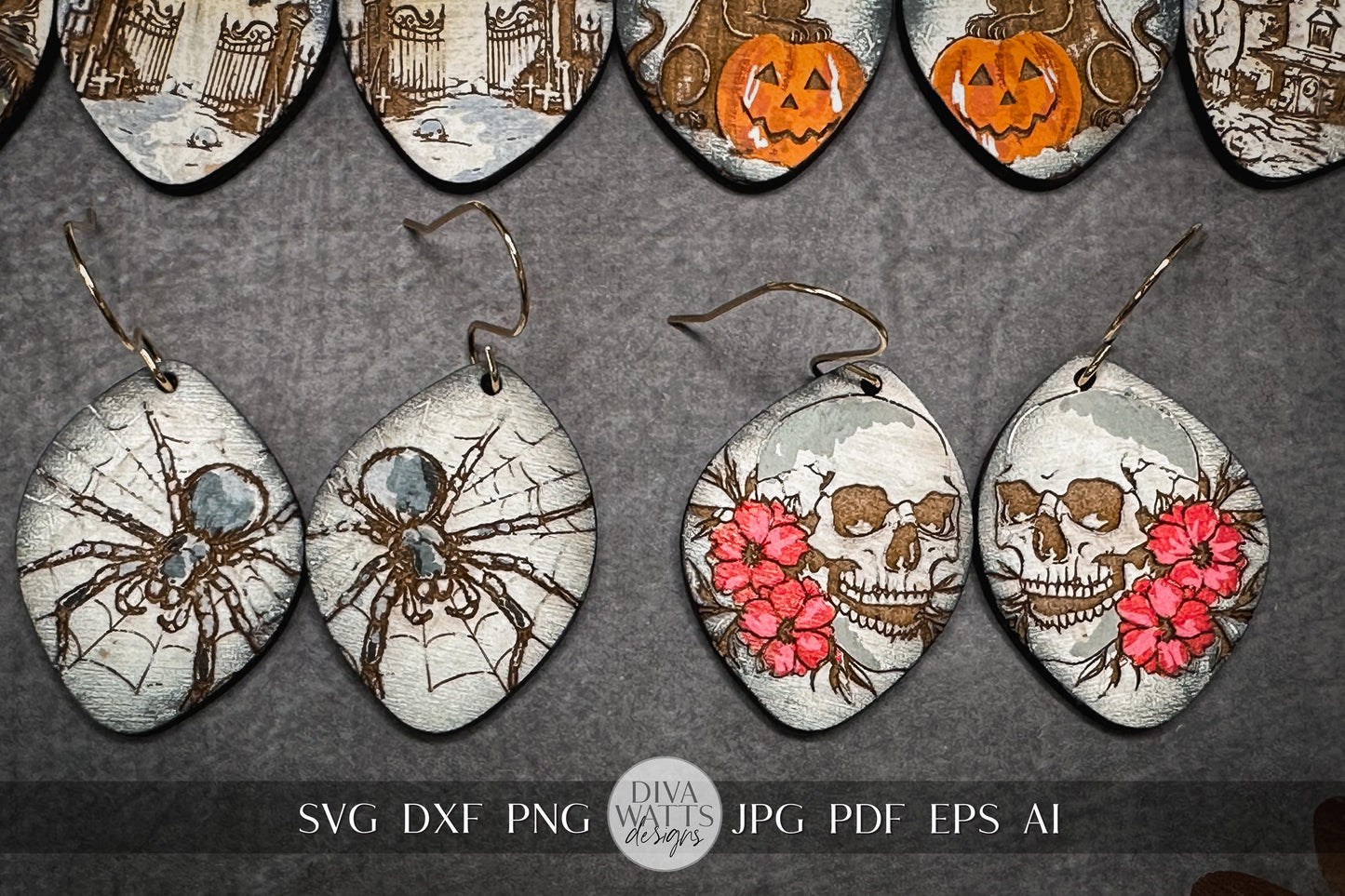 Halloween Earring Bundle, Cute Halloween Earrings SVG Bundle, Spooky Halloween Earrings for Glowforge svg, Xtool Earring svg 10 Designs