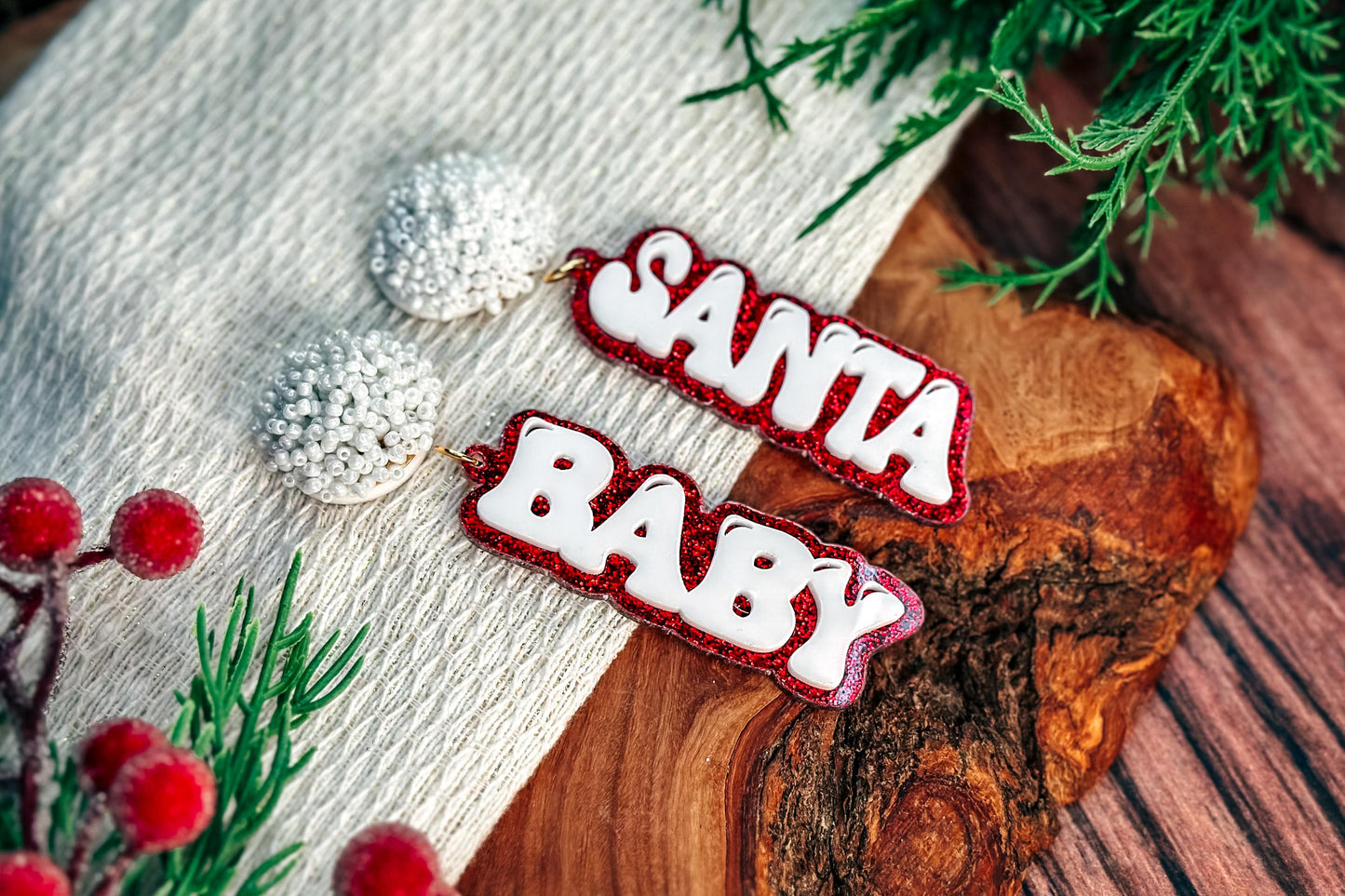 Layered Santa Baby Earrings SVG - Christmas Glowforge SVG, Xtool SVG, Earring svg Design for Crafting!