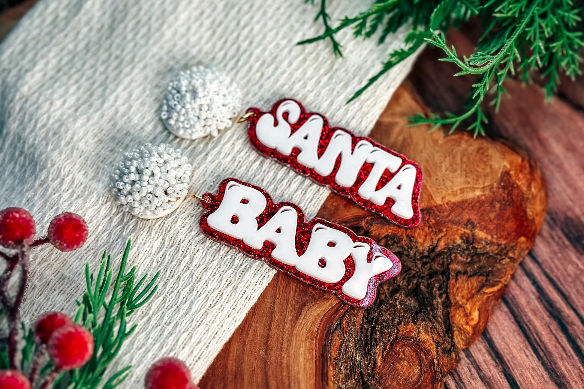 Layered Santa Baby Earrings SVG - Christmas Glowforge SVG, Xtool SVG, Earring svg Design for Crafting!