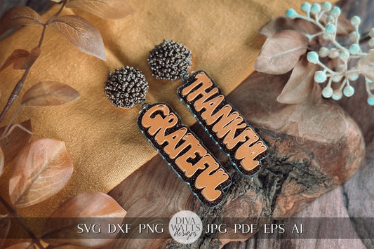 Grateful & Thankful Earrings SVG - Inspirational Glowforge SVG, Xtool SVG, Earring svg Design for Crafting!