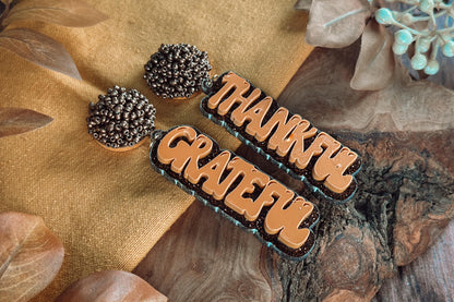 Grateful & Thankful Earrings SVG - Inspirational Glowforge SVG, Xtool SVG, Earring svg Design for Crafting!