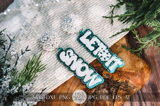 Let It Snow Layered Earrings SVG - Christmas Glowforge SVG, Xtool SVG, Earring svg Design for Crafting!