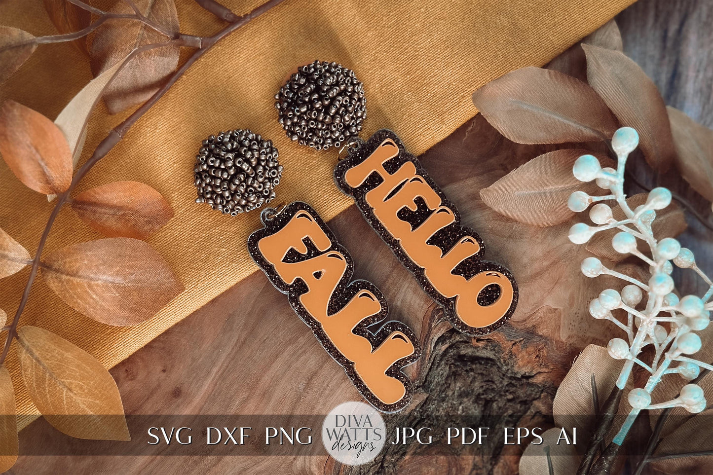 Hello Fall Layered Earrings SVG - Autumn Glowforge SVG, Xtool SVG, Earring svg Design for Crafting!