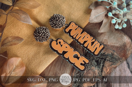 Pumpkin Spice Layered Earrings SVG - Fall Glowforge SVG, Xtool SVG, Earring svg Design for Crafting!