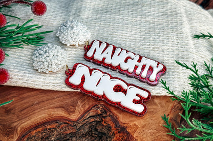 Naughty & Nice Layered Earrings SVG - Christmas Glowforge SVG, Xtool SVG, Earring svg Design for Crafting!