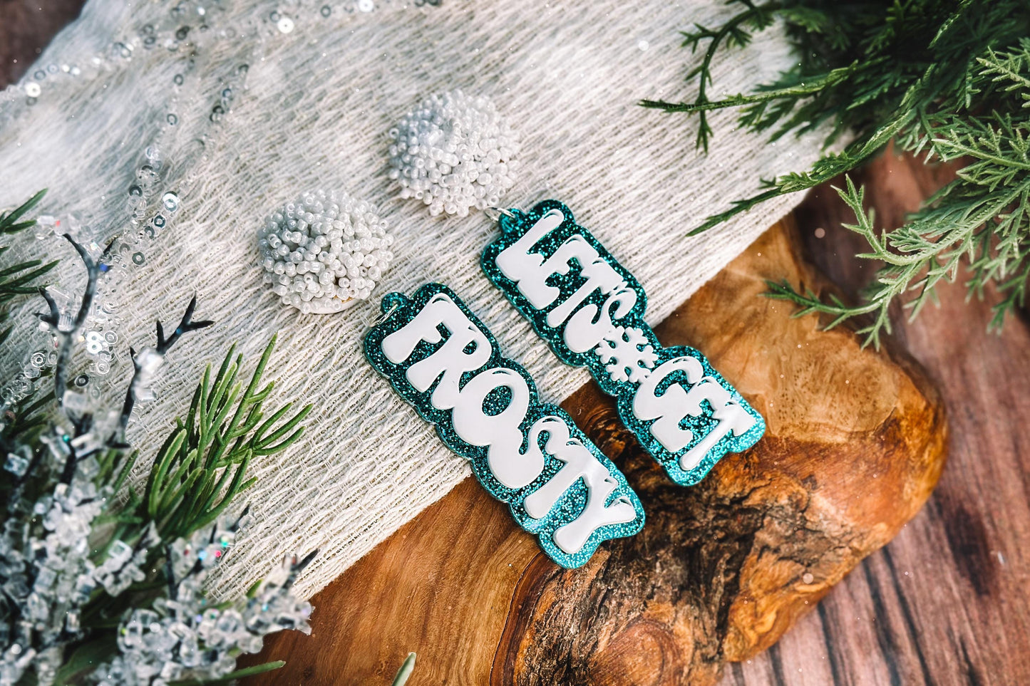 Let's Get Frosty Earrings SVG - Winter Glowforge SVG, Xtool SVG, Earring svg Design for Crafting!