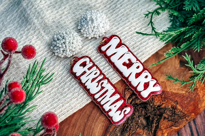 Merry Christmas Layered Earrings SVG - Festive Glowforge SVG, Xtool SVG, Earring svg Design for Crafting!