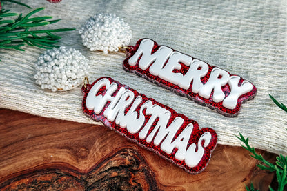 Merry Christmas Layered Earrings SVG - Festive Glowforge SVG, Xtool SVG, Earring svg Design for Crafting!