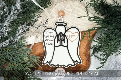 Angel Ornament SVG for Laser | Personalized Angel Ornament | Custom Memorial Angel Ornament | Laser Cut Ornament File for Glowforge & Xtool
