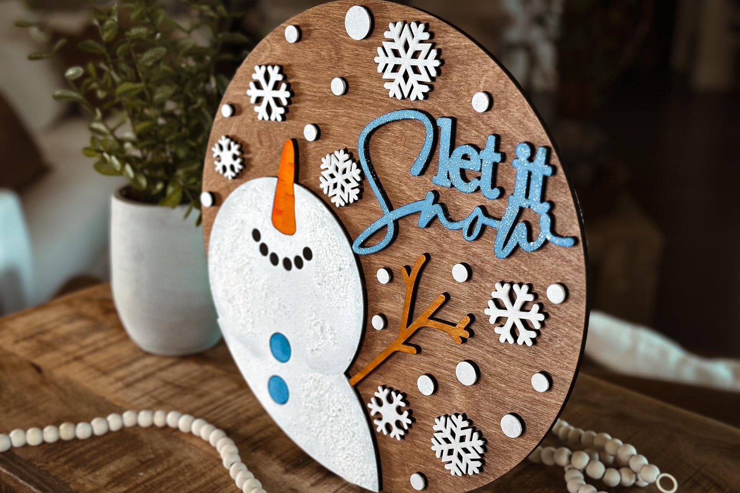 Let It Snow SVG for Door Hanger | Laser Cut Design | Winter Door Sign for Glowforge and Xtool