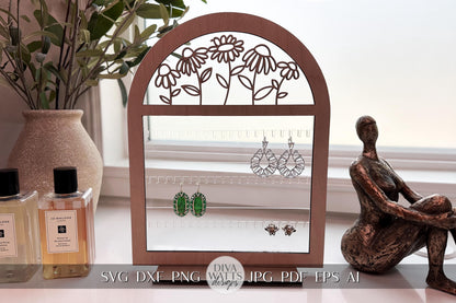 Floral Earring Stand for Laser Cutting Laser Earring Stand Jewelry Stand For Earrings SVG Glowforge SVG for Jewelry Stand svg Jewelry Holder