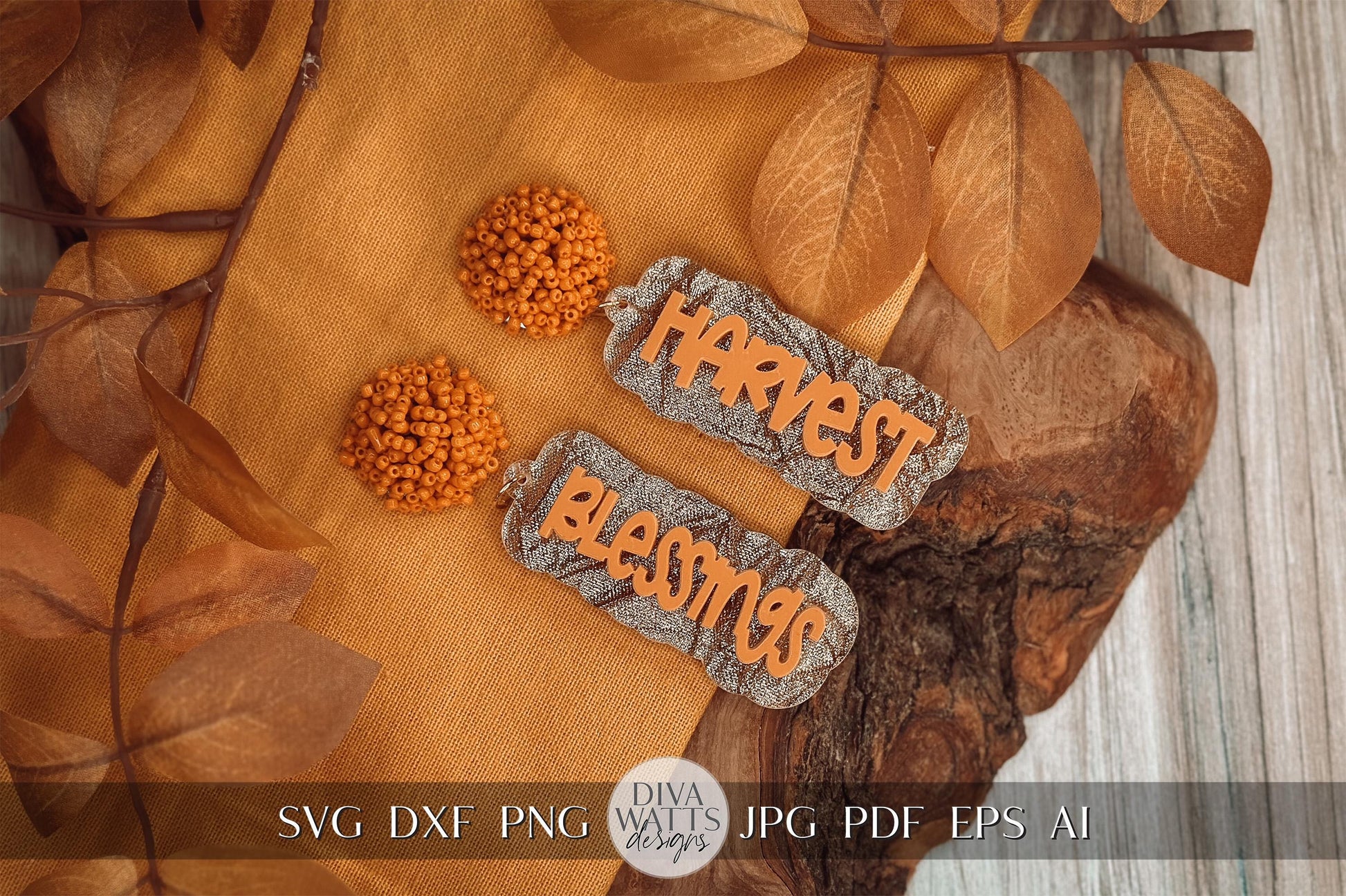 Harvest Blessings Earrings SVG - Fall Glowforge SVG, Xtool SVG, Earring svg Design for Crafting!