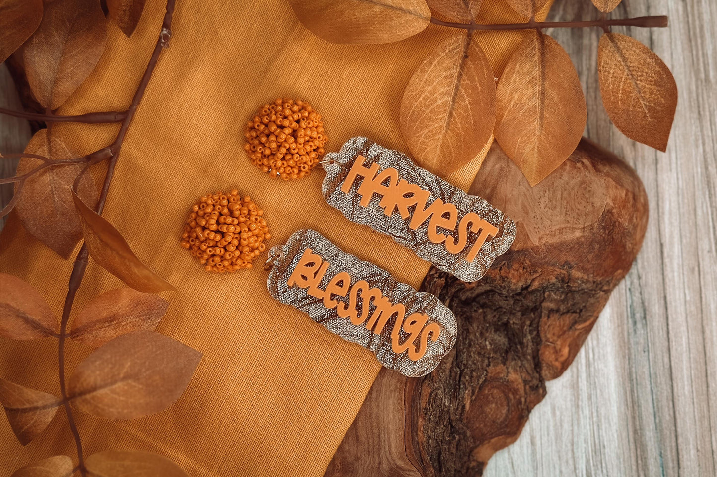 Harvest Blessings Earrings SVG - Fall Glowforge SVG, Xtool SVG, Earring svg Design for Crafting!