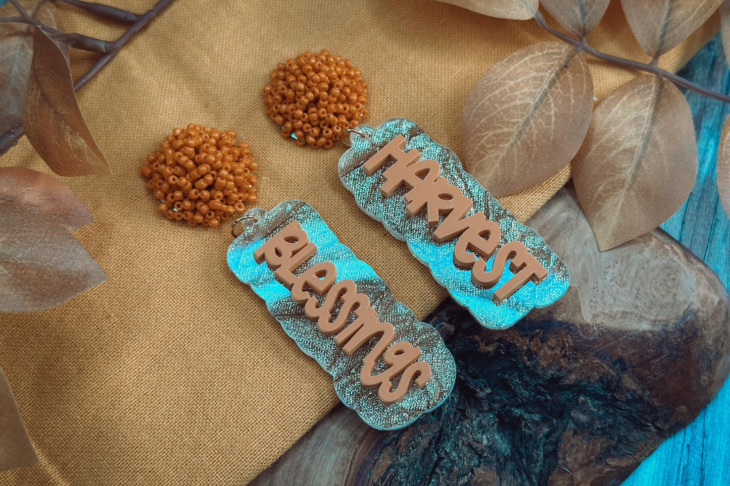 Harvest Blessings Earrings SVG - Fall Glowforge SVG, Xtool SVG, Earring svg Design for Crafting!