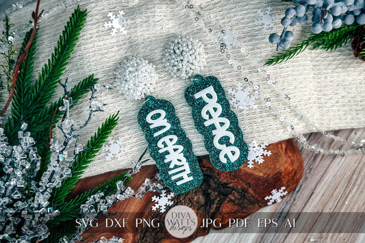Peace on Earth Layered Earrings SVG - Christmas Glowforge SVG, Xtool svg Earring SVG Design for Crafting!
