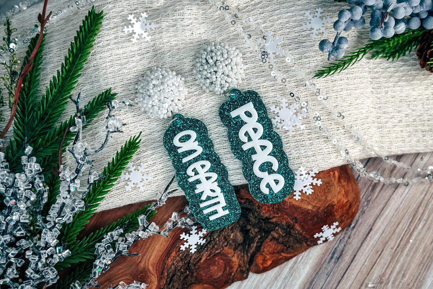 Peace on Earth Layered Earrings SVG - Christmas Glowforge SVG, Xtool svg Earring SVG Design for Crafting!