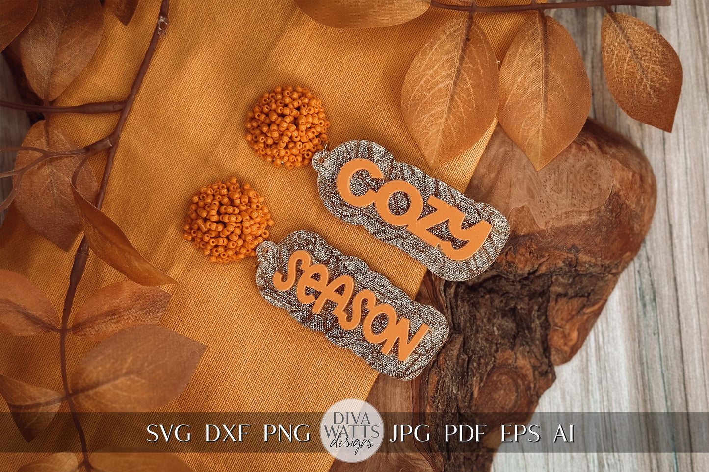 Cozy Season Layered Earrings SVG - Fall Glowforge SVG, Xtool SVG, Earring svg Design for Crafting