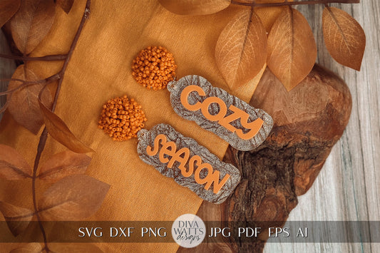 Cozy Season Layered Earrings SVG - Fall Glowforge SVG, Xtool SVG, Earring svg Design for Crafting