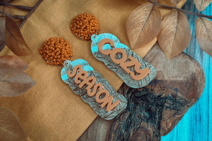 Cozy Season Layered Earrings SVG - Fall Glowforge SVG, Xtool SVG, Earring svg Design for Crafting