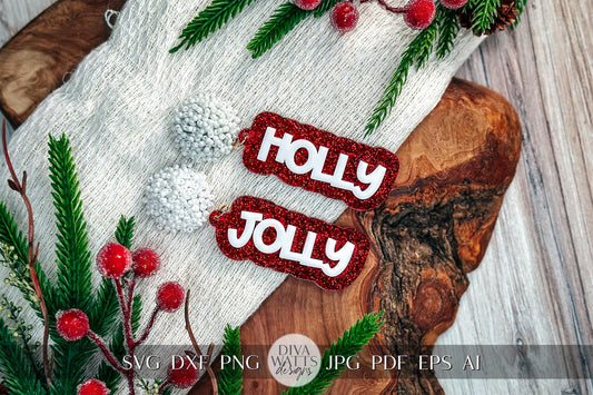Holly Jolly Layered Earrings SVG - Christmas Glowforge SVG, Xtool SVG, Earring svg Design for Crafting!