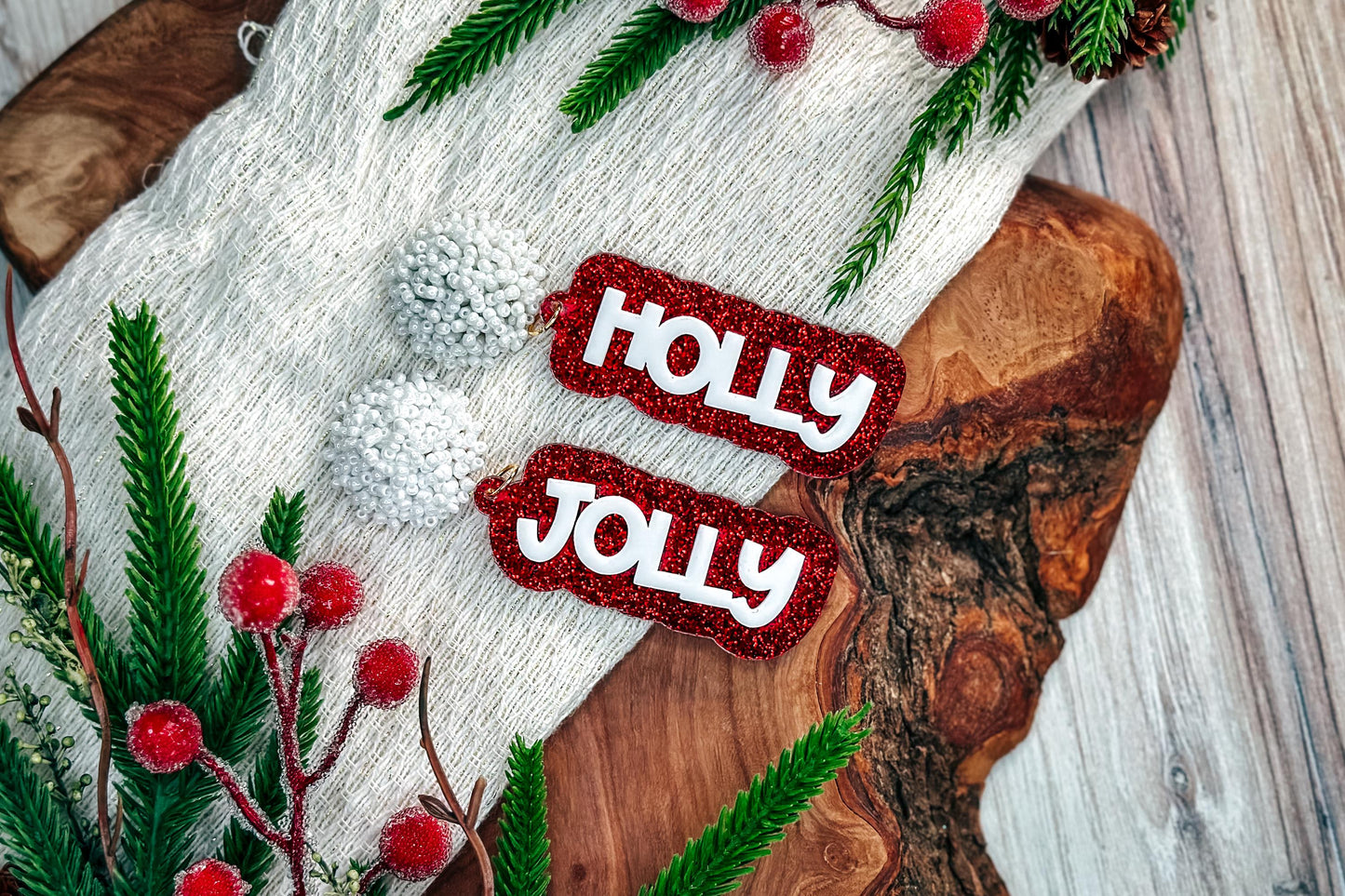 Holly Jolly Layered Earrings SVG - Christmas Glowforge SVG, Xtool SVG, Earring svg Design for Crafting!