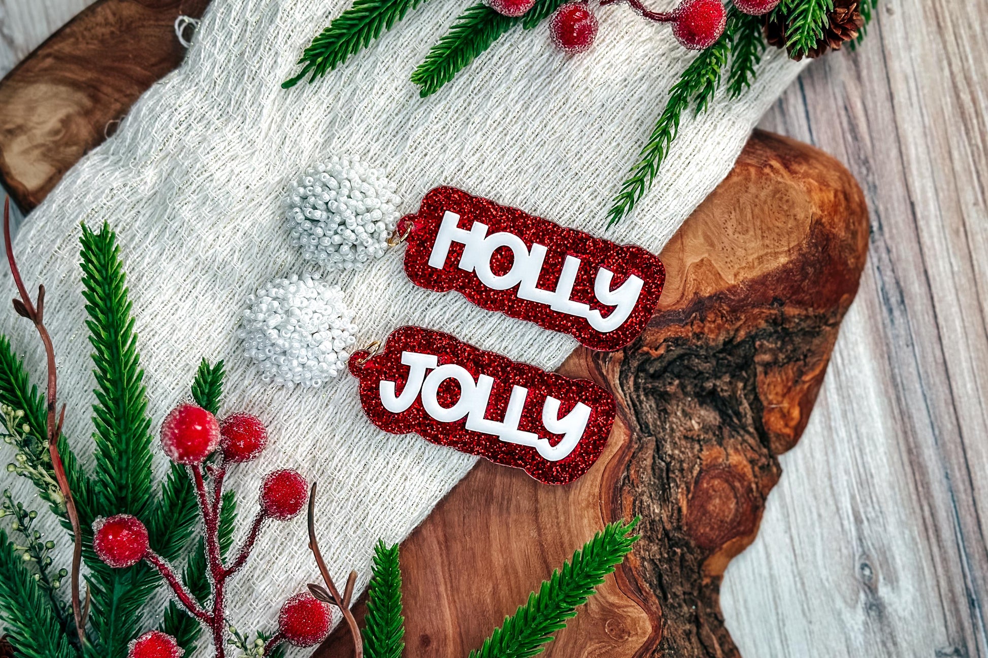 Holly Jolly Layered Earrings SVG - Christmas Glowforge SVG, Xtool SVG, Earring svg Design for Crafting!