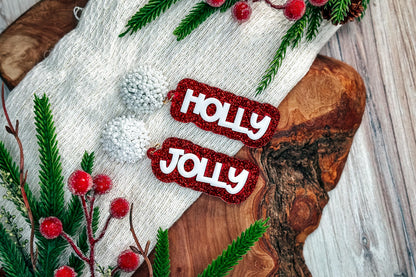 Holly Jolly Layered Earrings SVG - Christmas Glowforge SVG, Xtool SVG, Earring svg Design for Crafting!