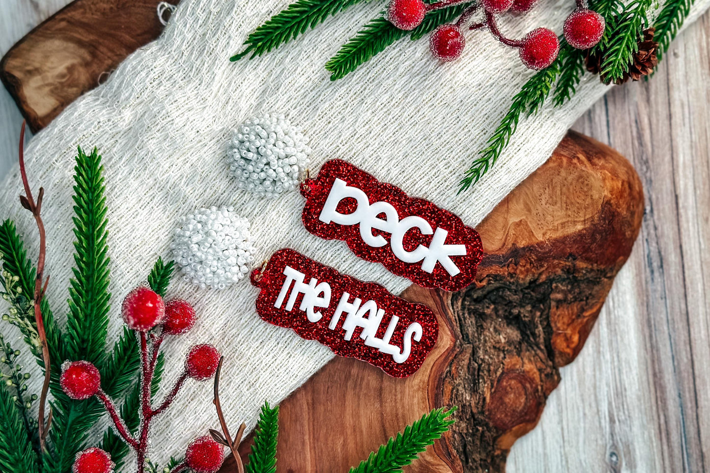 Deck the Halls Layered Earrings SVG - Christmas Glowforge SVG, Xtool SVG, Earring svg Design for Crafting!