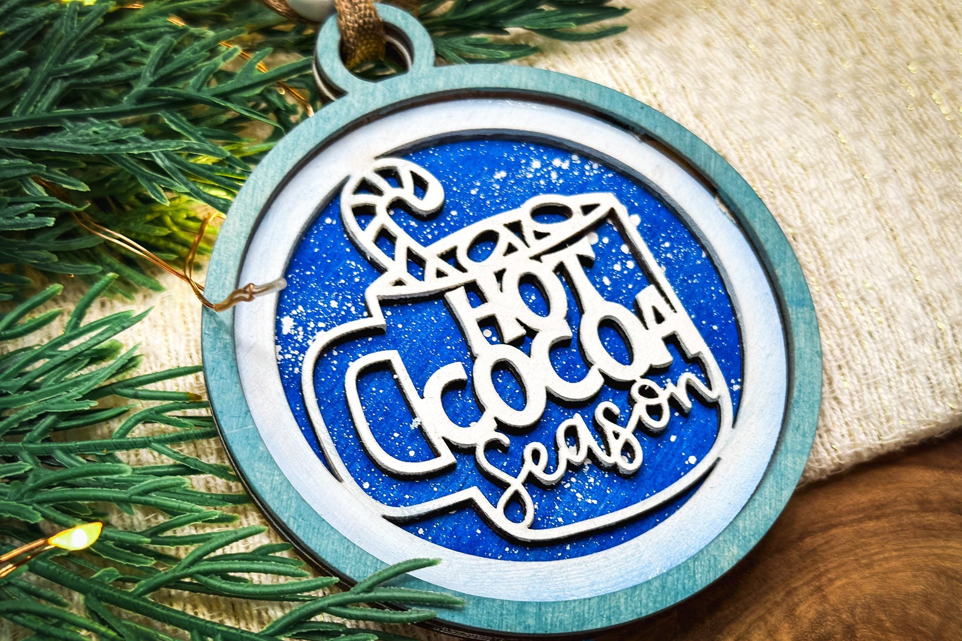 Hot Cocoa Season Layered Ornament SVG, 3D Laser Cut Christmas Ornament, Holiday Hot Cocoa Ornament, Cozy Christmas Decor SVG Glowforge svg