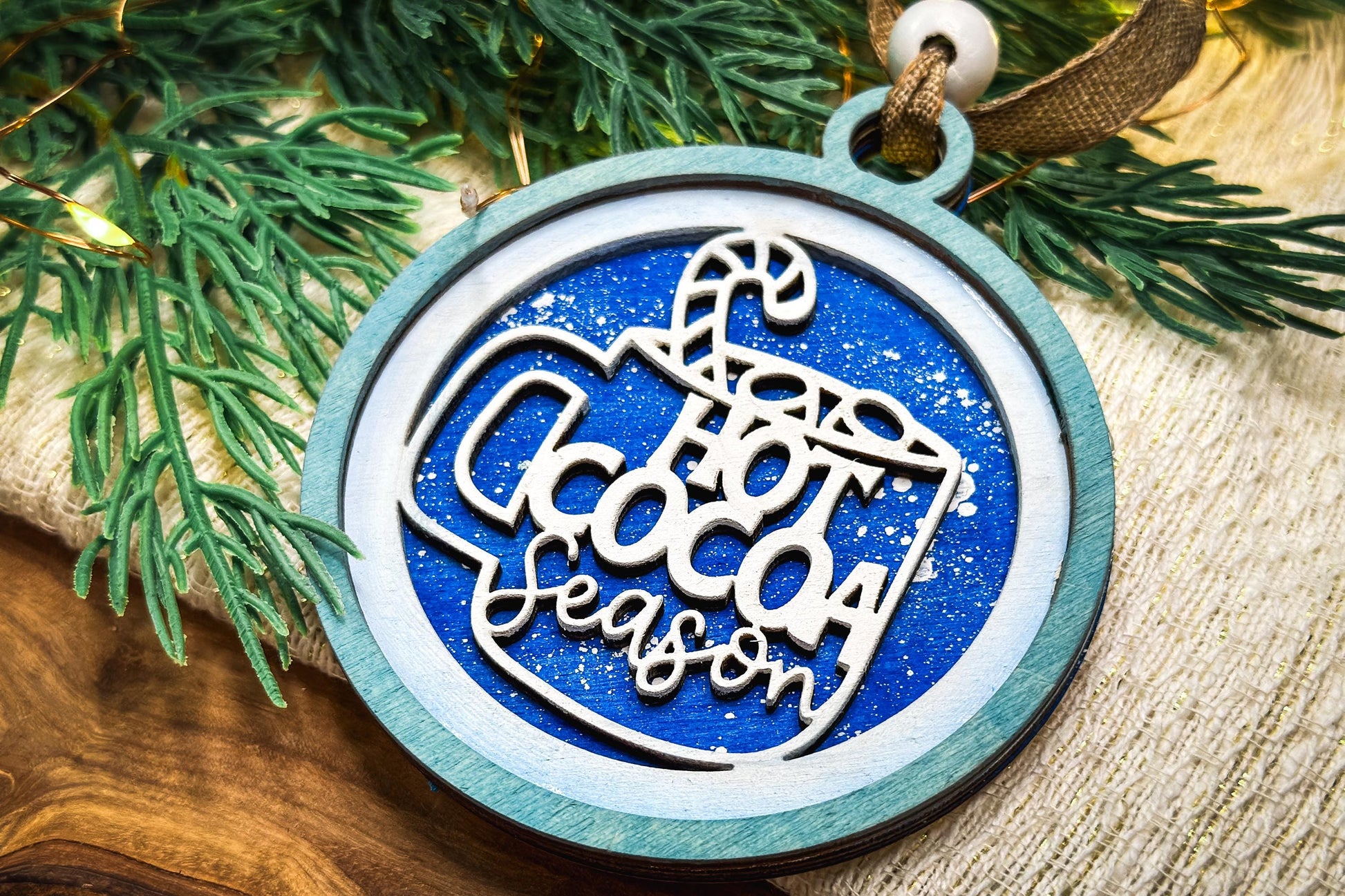 Hot Cocoa Season Layered Ornament SVG, 3D Laser Cut Christmas Ornament, Holiday Hot Cocoa Ornament, Cozy Christmas Decor SVG Glowforge svg
