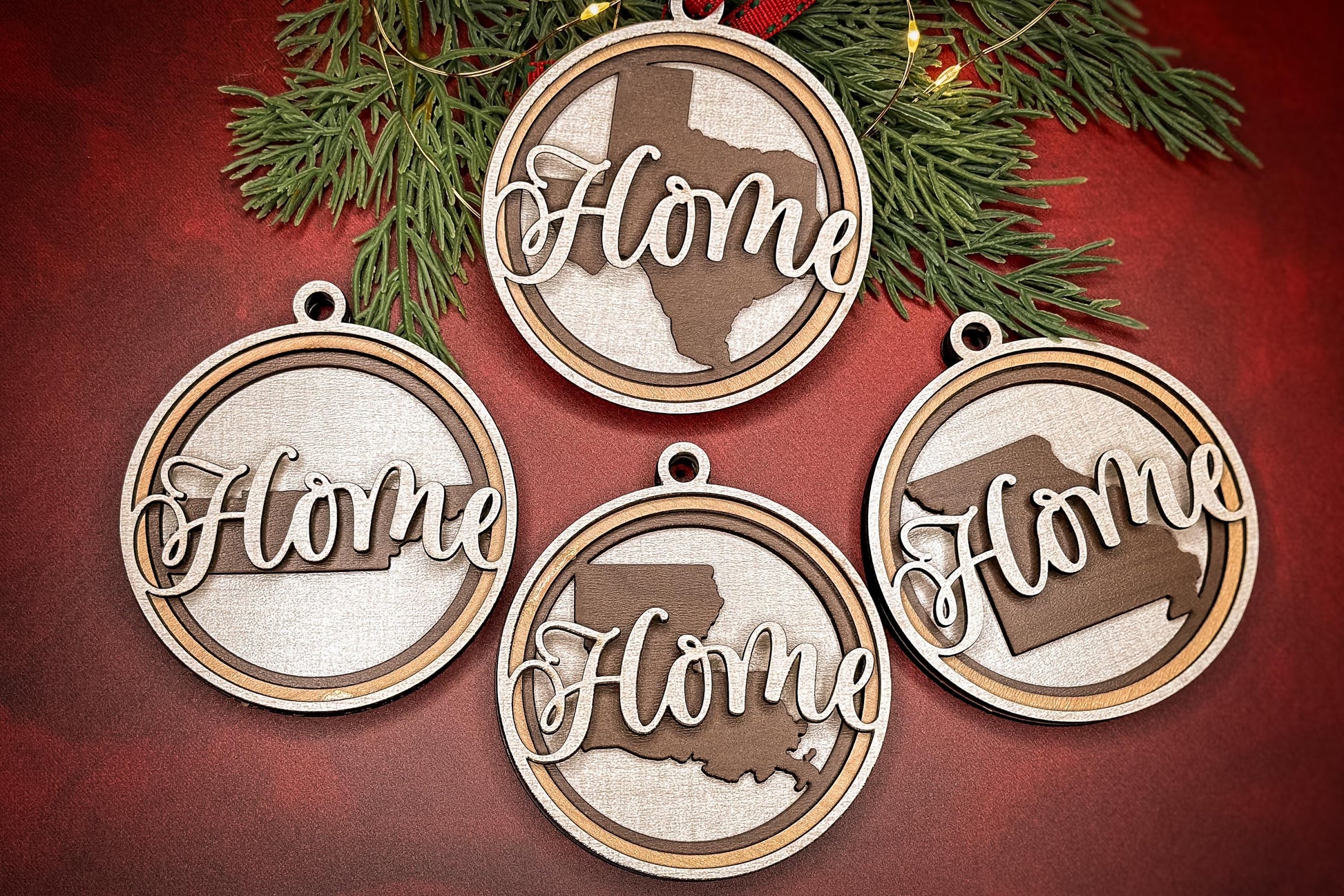State Ornaments SVG with All 50 States, Layered Home Ornament Design, 3D State Outline, Laser Cut Christmas Ornament, Dimensional State svg