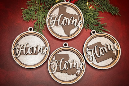 State Ornaments SVG with All 50 States, Layered Home Ornament Design, 3D State Outline, Laser Cut Christmas Ornament, Dimensional State svg