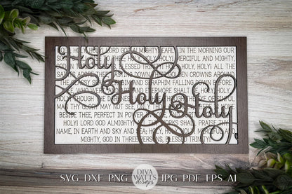 Holy Holy Holy Hymn Wall Art | Two-Layer Laser Cut File | Easy to Cut Scripture Decor SVG | Hymn SVG For Laser Sign Glowforge SVG Xtool svg
