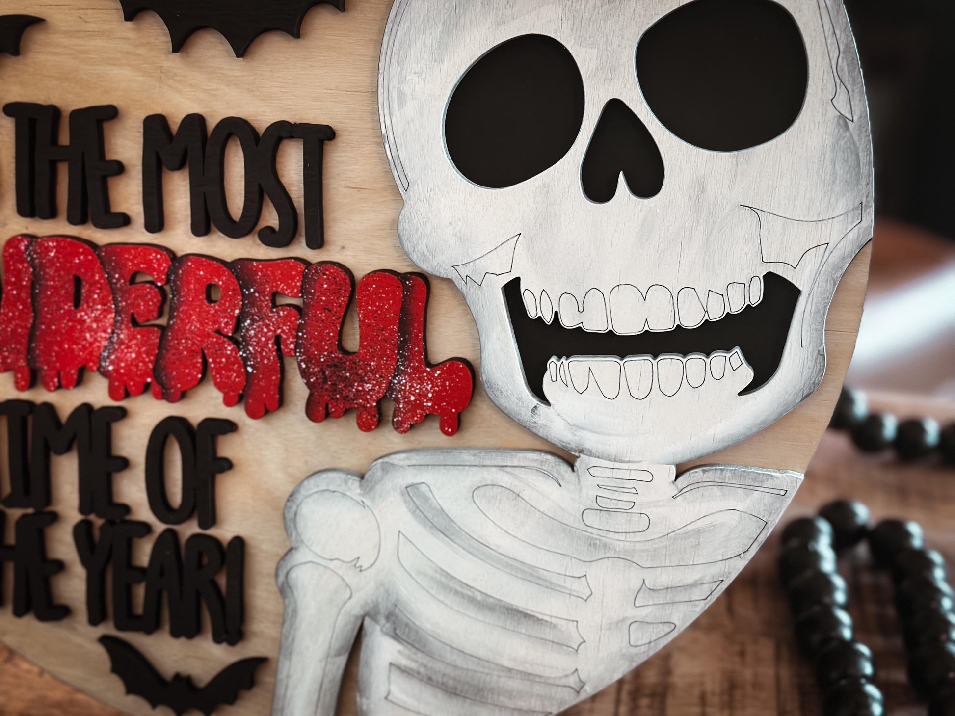 It's the Most Wonderful Time of the Year SVG | Smiling Skeleton, Bats & Dripping Text | Halloween Spin on Classic Holiday | Laser Cut File