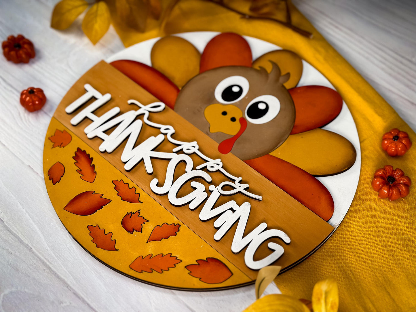 Happy Thanksgiving Door Hanger SVG | Cute Turkey Thanksgiving Sign Digital File | Fall Decor Laser Cut SVG | Glowforge svg | Xtool SVG